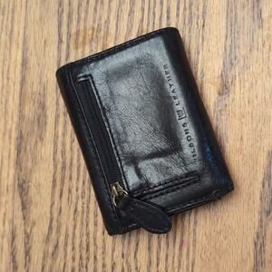 Wilsons Leather Bi-Fold Wallet Women's Black Trifold Vintage ID Window